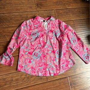 SHEIN Pink and Green Floral Blouse